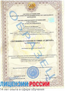 Образец сертификата соответствия аудитора №ST.RU.EXP.00006191-2 Балабаново Сертификат ISO 50001